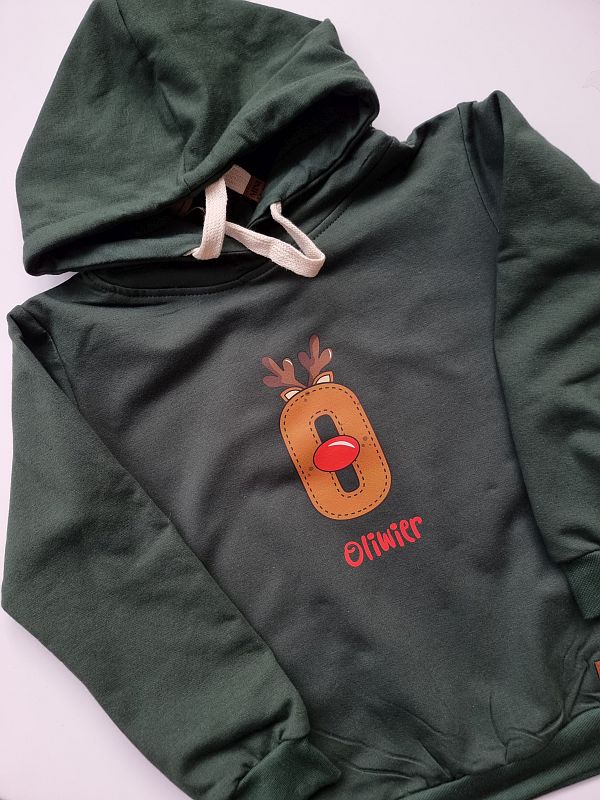 Bluza zielona z kapturem Oliwier rozmiar 110