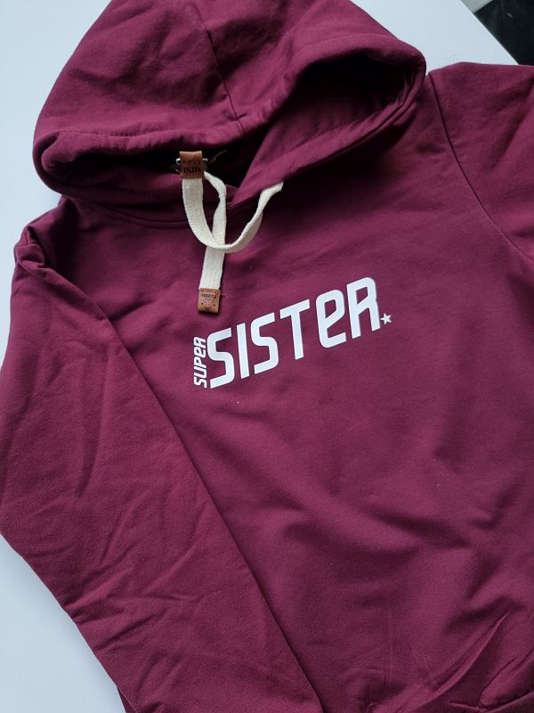 Bluza bordowa z kapturem super sister rozmiar 128
