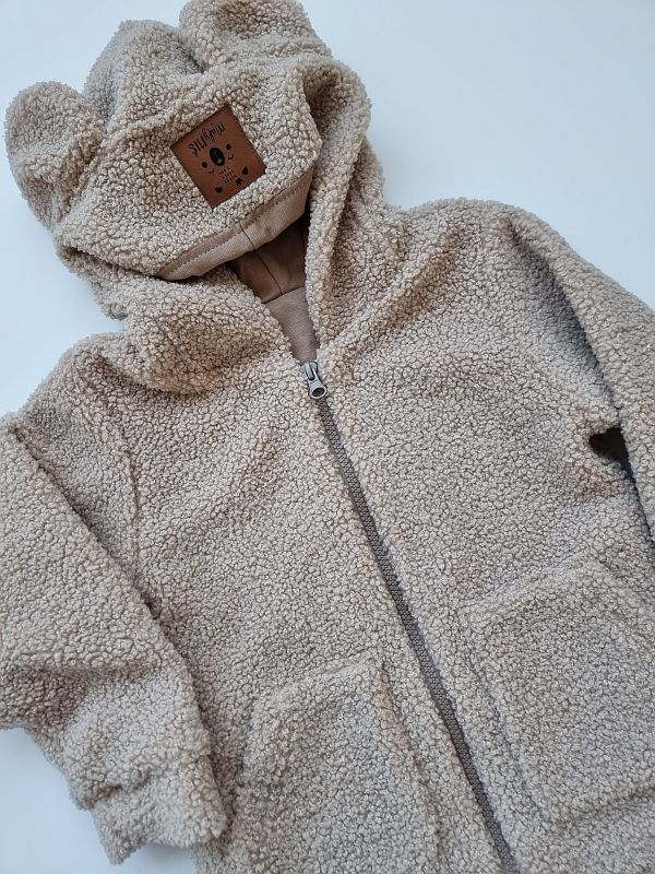 Bluza beżowa z kapturem teddy rozmiar 104