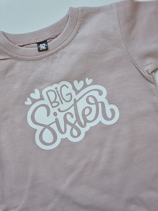 Koszulka brudny róż krótki rękaw big sister rozmiar 92