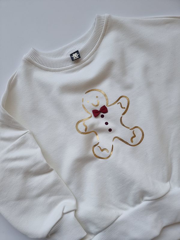 Bluza ecru pierniczek z kokardą rozmiar 86