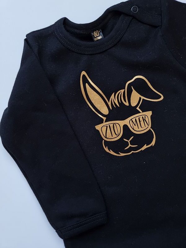 Body czarne długi rękaw królik ziomek rozmiar 80