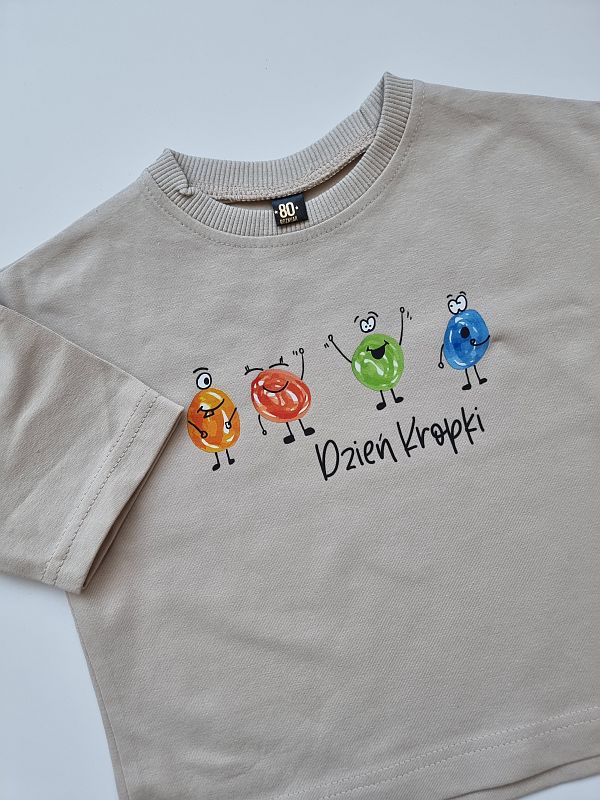 Koszulka beżowa krótki rękaw dzień kropki rozmiar 80