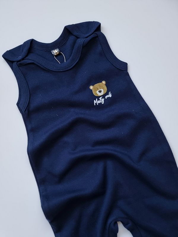 Śpiochy granatowe z napisem mały miś rozmiar 74