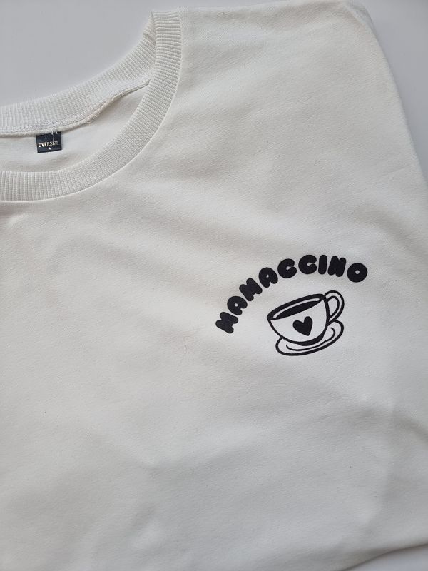 Koszulka damska ecru pierwsze mamaccino rozmiar oversize