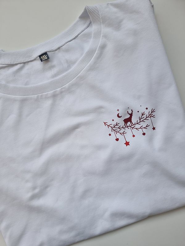 Koszulka damska biała sarenka na gałązce rozmiar XXL