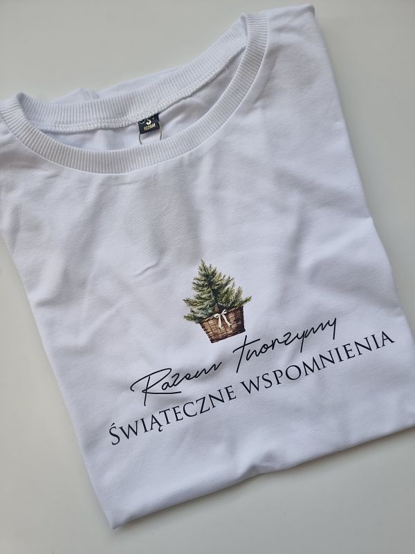 Koszulka damska biała razem tworzymy świąteczne wspomnienia rozmiar S