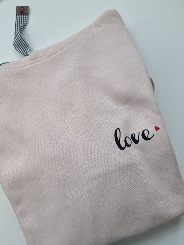 Bluza damska z kapturem różowa love rozmiar S