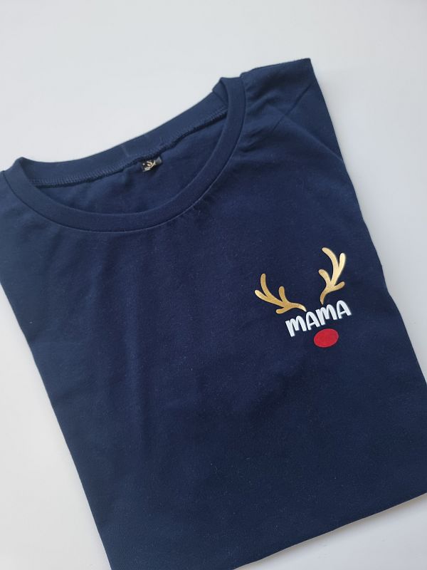 Koszulka damska granatowa renifer mama rozmiar S
