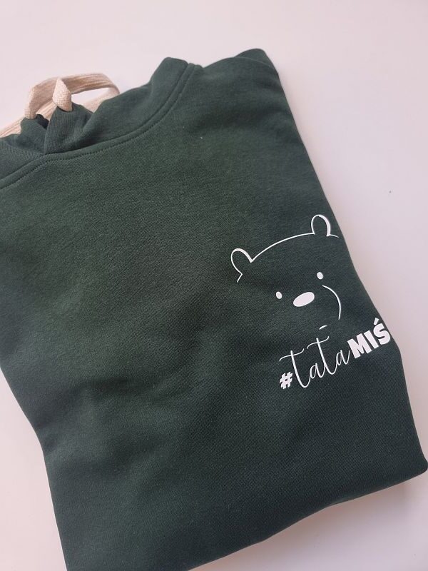 Bluza męska z kapturem zielona tata miś rozmiar XXL