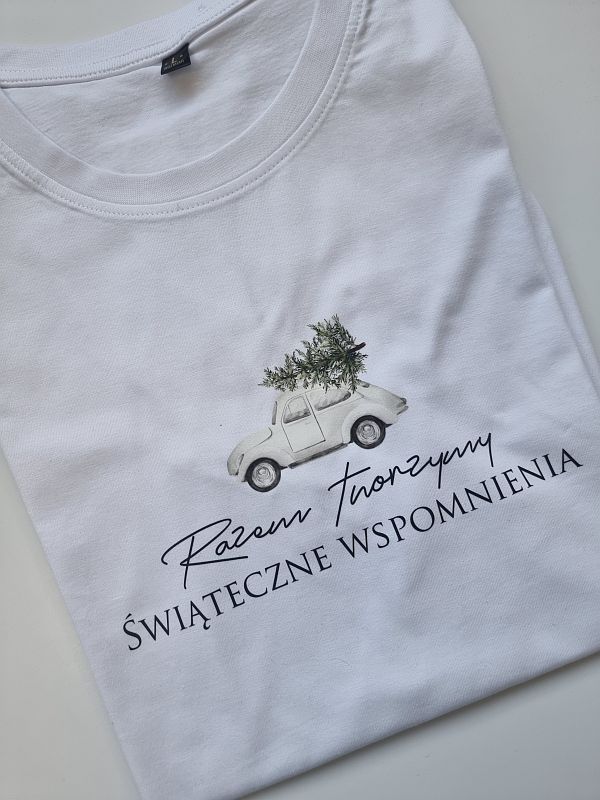 Koszulka męska biała razem tworzymy świąteczne wspomnienia rozmiar L