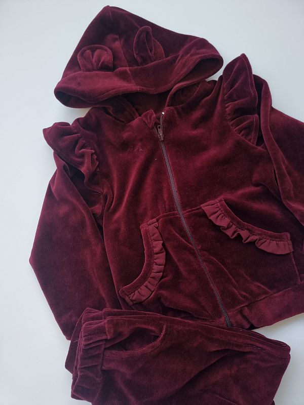 Dres welurowy bordowy rozmiar 116