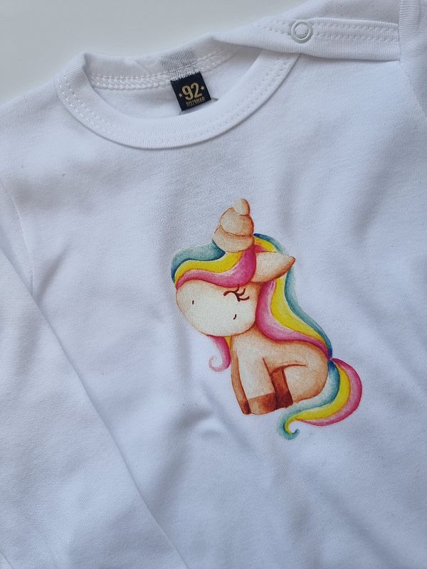 Body białe długi rękaw jednorożec rozmiar 92