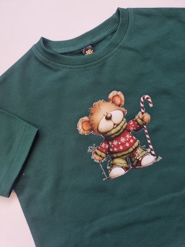 Koszulka zielona krótki rękaw miś rozmiar 86