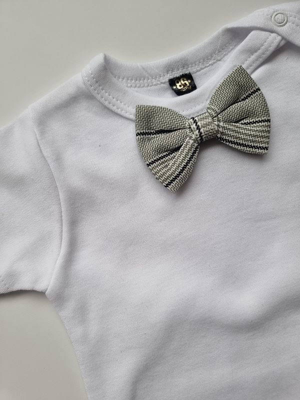 Body białe krótki rękaw mucha w kratę rozmiar 86