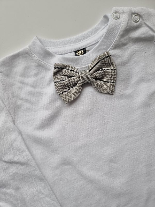 Koszulka biała długi rękaw mucha w kratę rozmiar 80