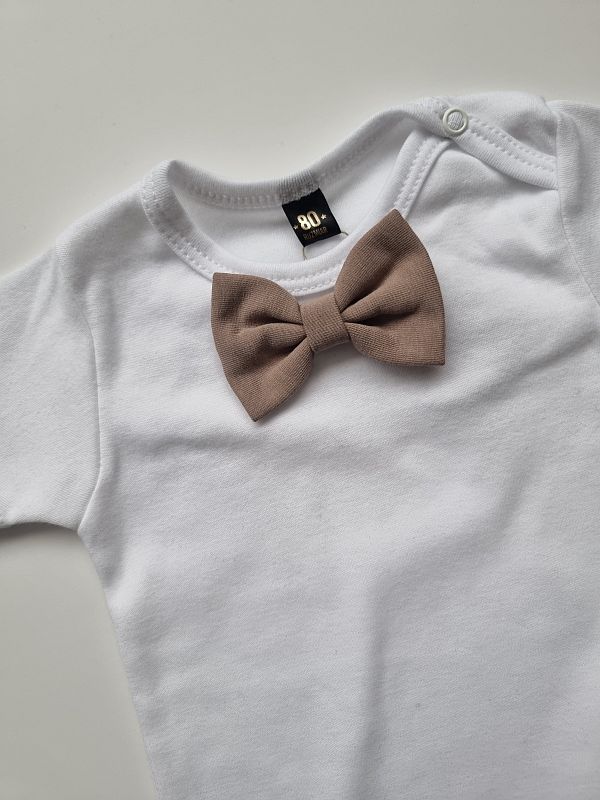 Body białe krótki rękaw kawowa mucha rozmiar 80