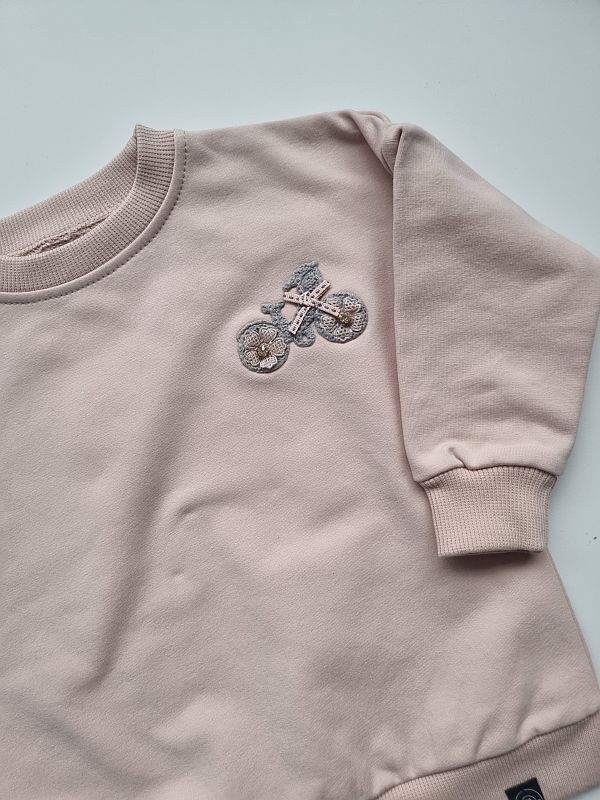 Bluza brudny róż naszywka roweru rozmiar 80