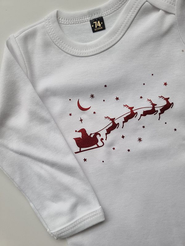 Body białe długi rękaw sanie rozmiar 74