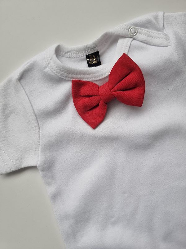 Body białe krótki rękaw czerwona mucha rozmiar 74