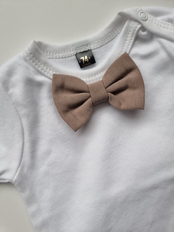 Body białe krótki rękaw kawowa mucha rozmiar 74