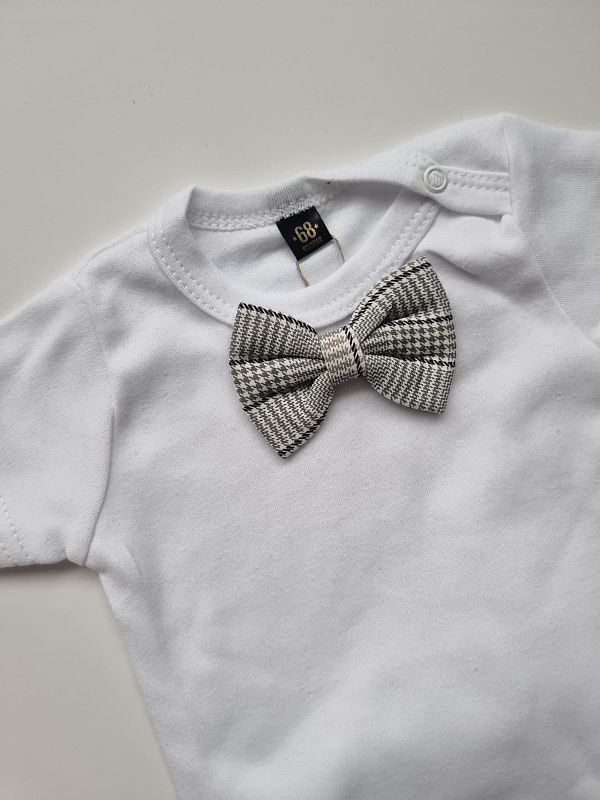 Body białe krótki rękaw mucha w kratę rozmiar 68