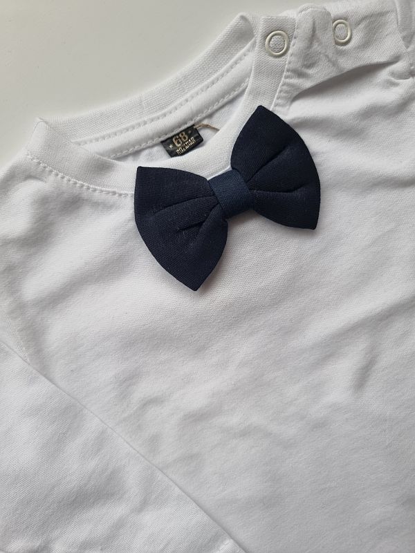 Koszulka biała długi rękaw granatowa mucha rozmiar 68