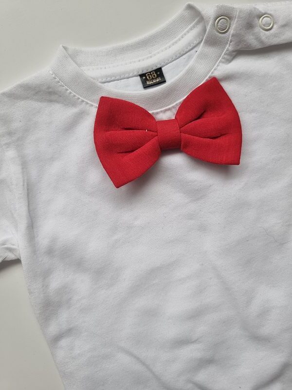 Koszulka biała krótki rękaw czerwona mucha rozmiar 68