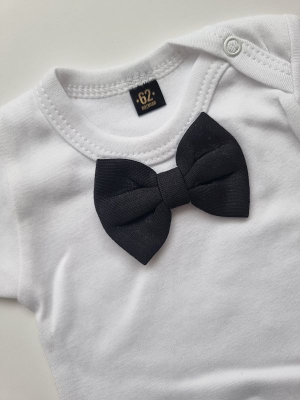 Body białe krótki rękaw czarna mucha rozmiar 62