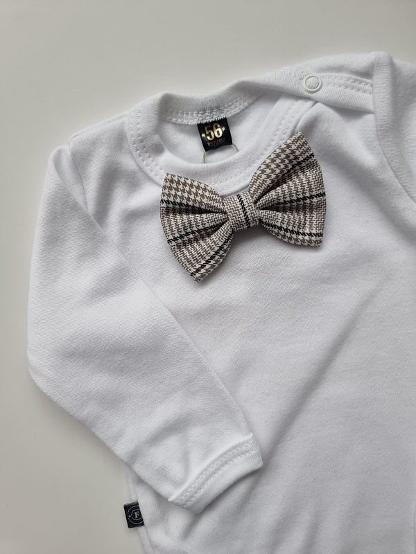 Body białe długi rękaw mucha w kratę rozmiar 56