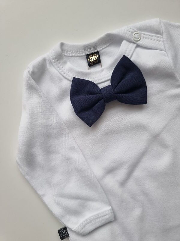 Body białe długi rękaw granatowa mucha rozmiar 56
