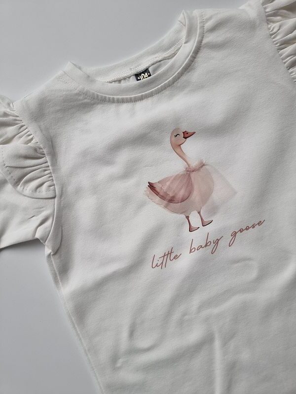 Koszulka ecru krótki rękaw gąska rozmiar 104