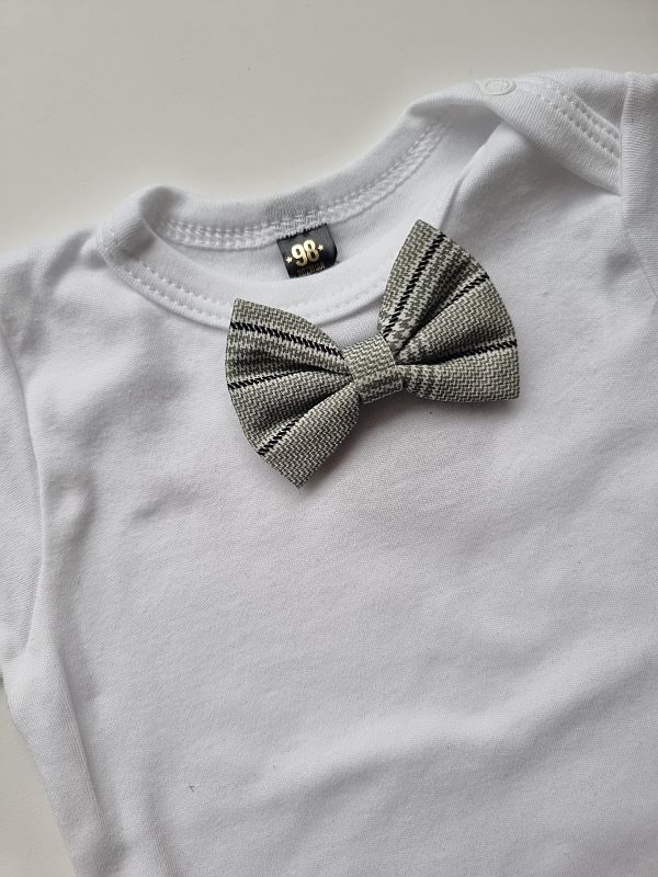 Body białe krótki rękaw mucha w kratę rozmiar 98