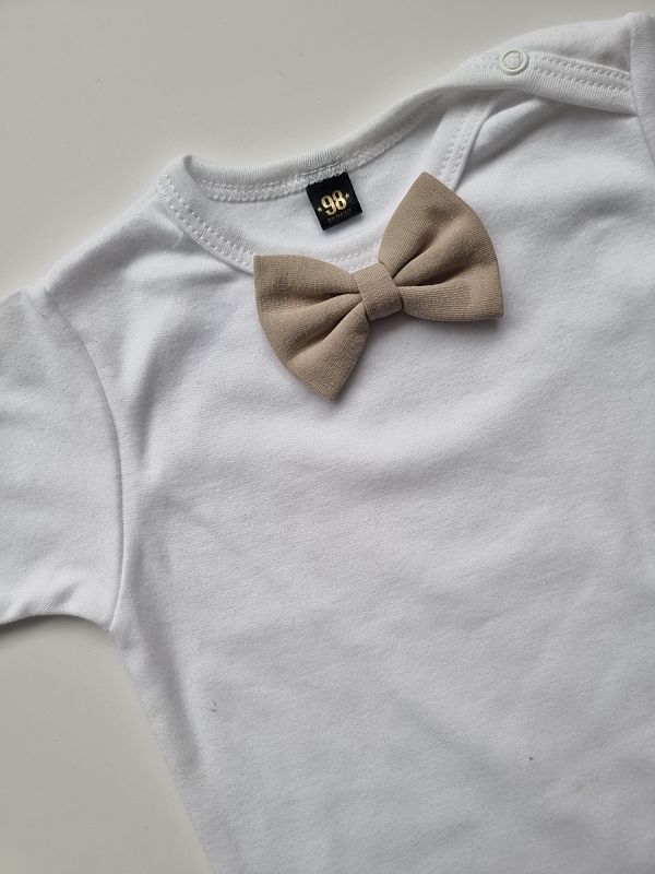 Body białe krótki rękaw kawowa mucha rozmiar 98