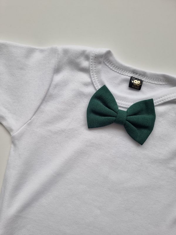 Body białe krótki rękaw zielona mucha rozmiar 98