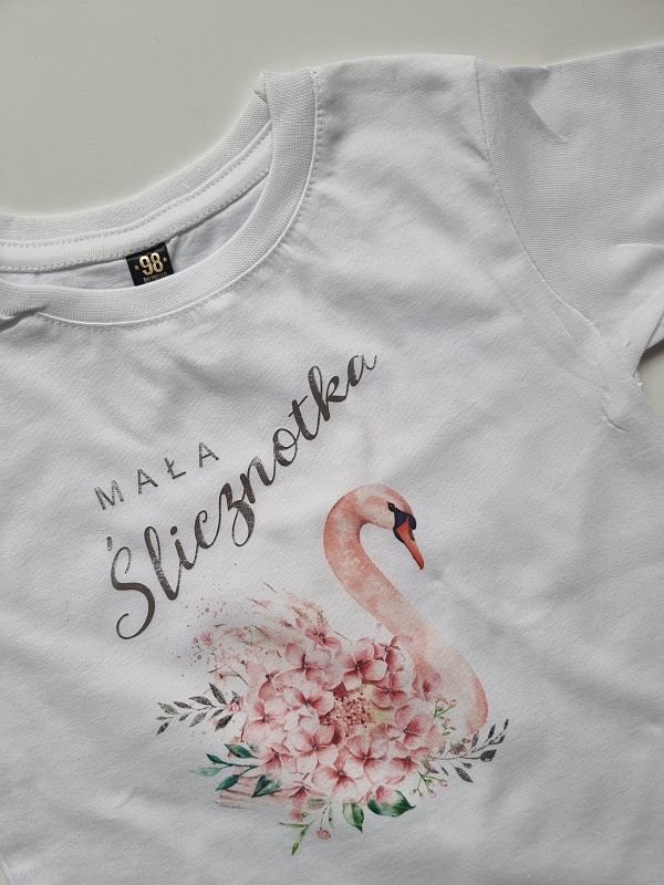 Koszulka biała krótki rękaw mała ślicznotka rozmiar 98