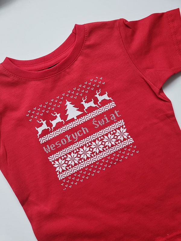 Koszulka czerwona krótki rękaw sweterek rozmiar 98