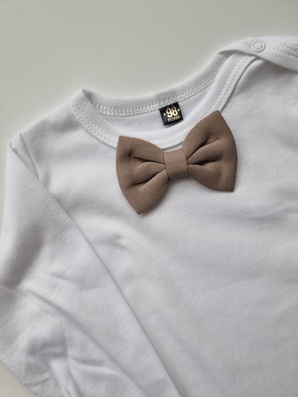 Body białe długi rękaw kawowa mucha rozmiar 98