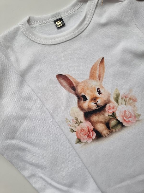Body białe długi rękaw króliczek rozmiar 98
