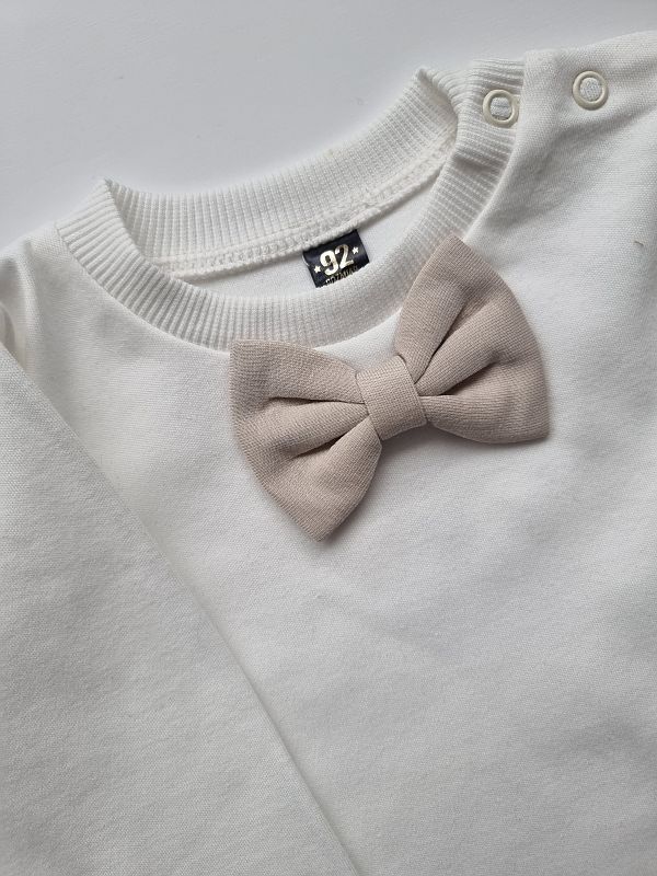 Body ecru długi rękaw jasnobeżowa mucha rozmiar 92