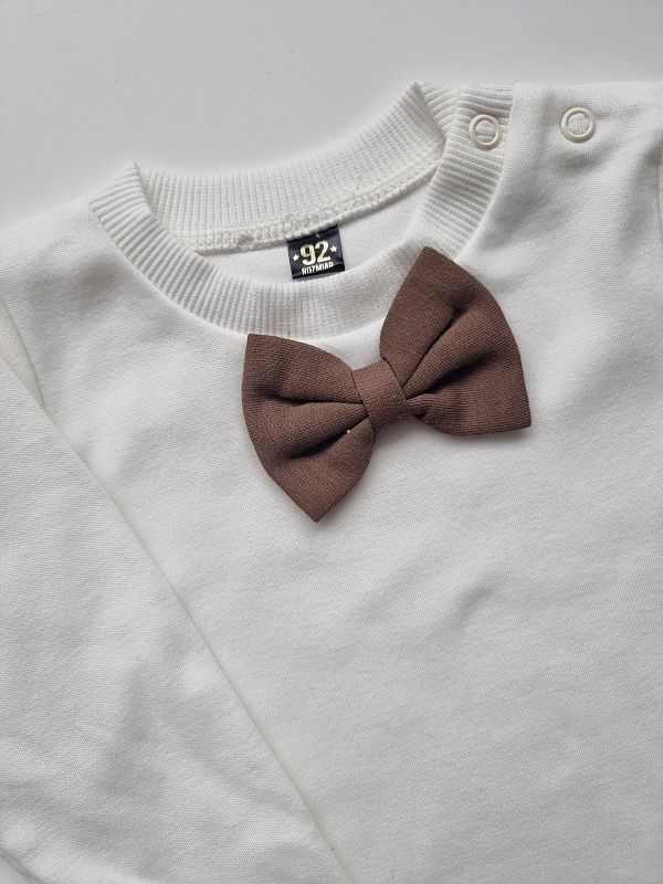 Body ecru długi rękaw brązowa mucha rozmiar 92