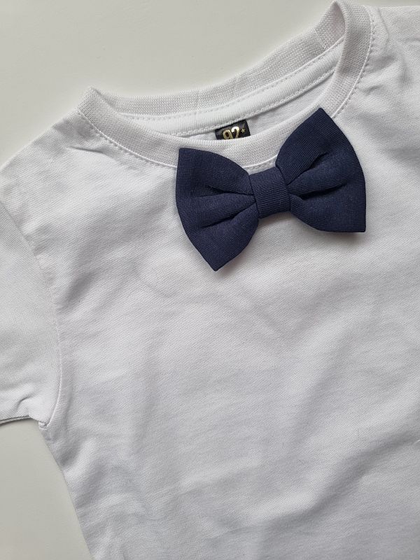 Koszulka biała krótki rękaw granatowa mucha rozmiar 92