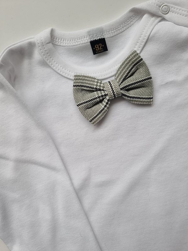 Body białe długi rękaw mucha w kratę rozmiar 92