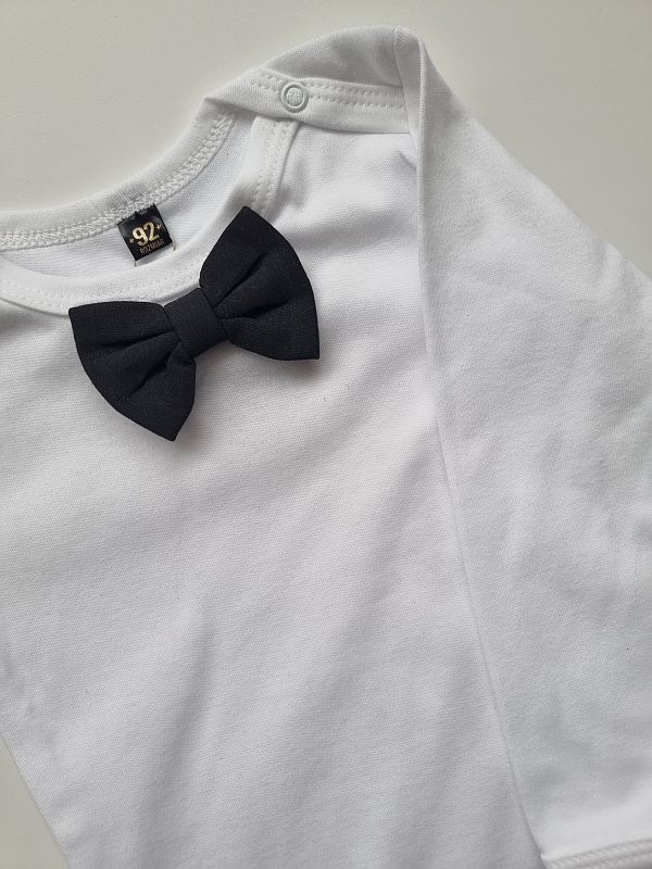 Body białe długi rękaw czarna mucha rozmiar 92