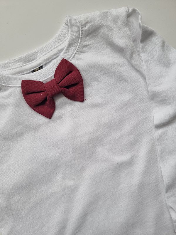 Koszulka biała długi rękaw bordowa mucha rozmiar 92