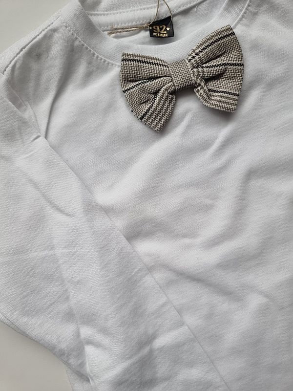 Koszulka biała długi rękaw mucha w kratę rozmiar 92