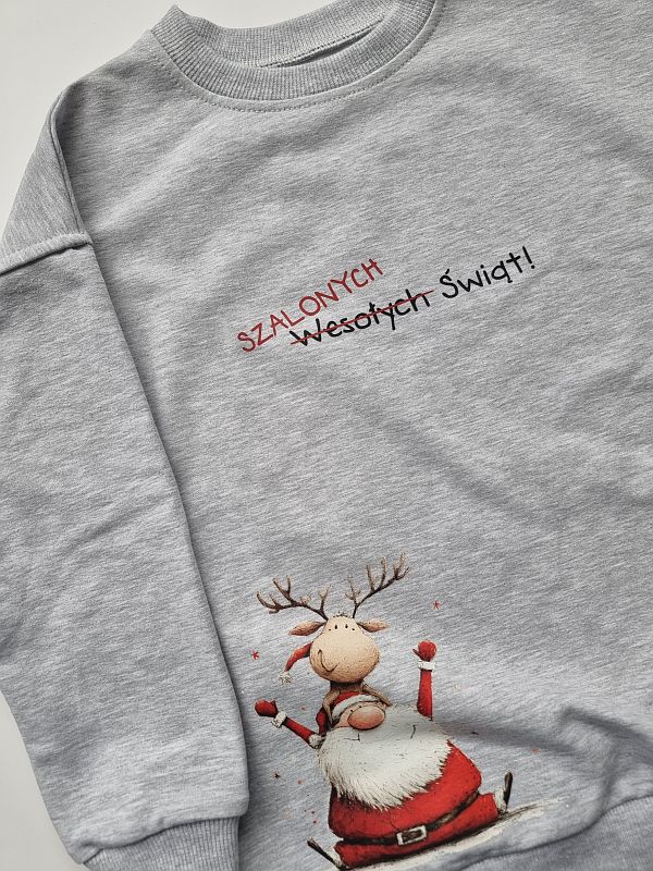 Bluza szara szalonych świąt rozmiar 116