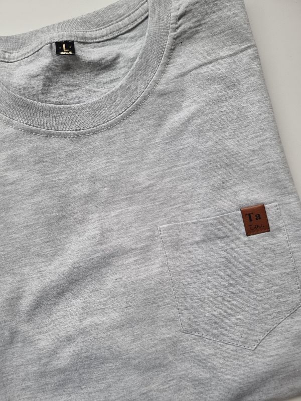 Koszulka męska szara kieszonka tata rozmiar L