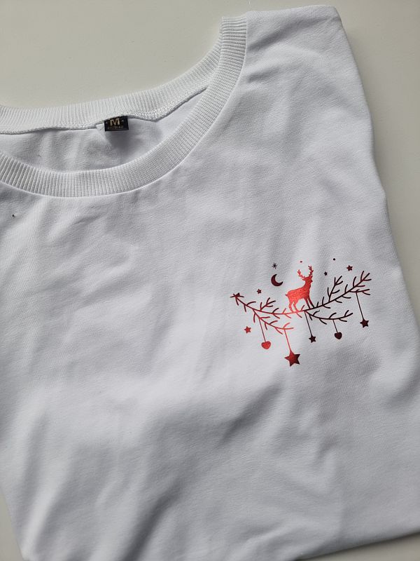 Koszulka damska biała renifer na gałązce rozmiar M