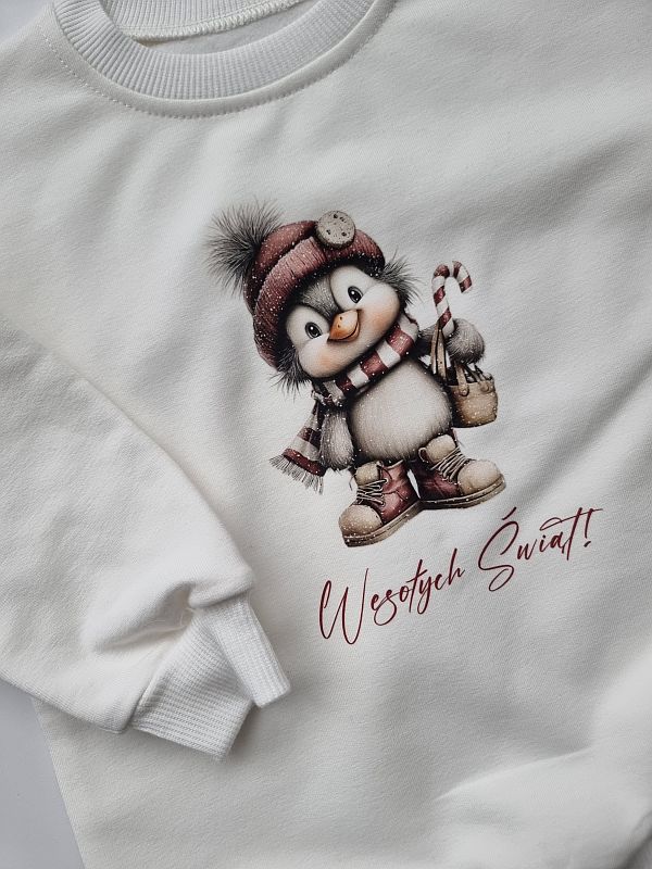 Bluza ecru pingwinek rozmiar 92